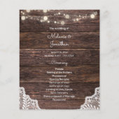 Budget Wood, String Lights, Lace Wedding Ceremony Flyer (Voorkant)