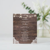 Budget Wood, String Lights, Lace Wedding Program (Staand voorkant)