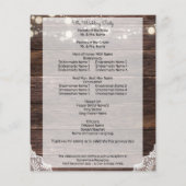 Budget Wood, String Lights, Lace Wedding Program (Achterkant)