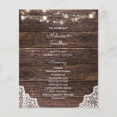 Budget Wood, String Lights, Lace Wedding Program (Voorkant)