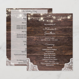 Budget Wood, String Lights, Lace Wedding Program