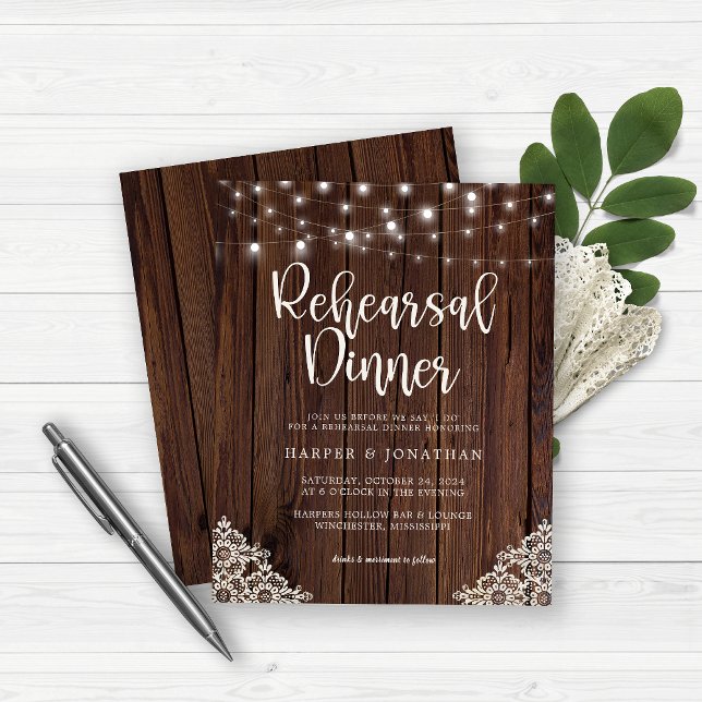 Budget Wood String Lights Lace Wedding Rehearsal (Creator heeft geüpload)