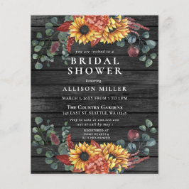 Budget Wood Sunflower Bridal Shower Invitation
