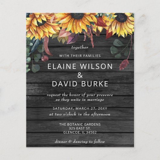 Budget Wood Sunflower Weddenschap (Voorkant)