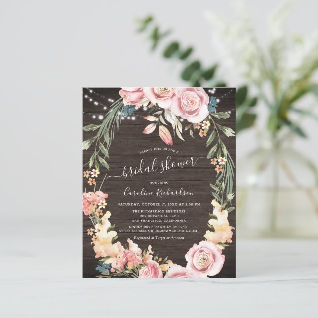 Budget Wooden Rustic Floral Vrijgezellenfeest Flye (Staand voorkant)