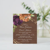 Budget Wooden Rustic Floral Wedding Invitation (Staand voorkant)