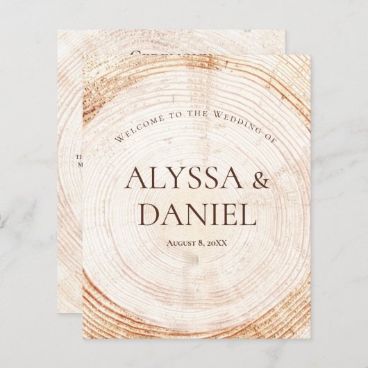Budget WoodGrain Rustic Wedding Custom Program (Voorkant / Achterkant)