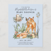 BUDGET Woodland Animals Baby Boy Girl Shower INV's
