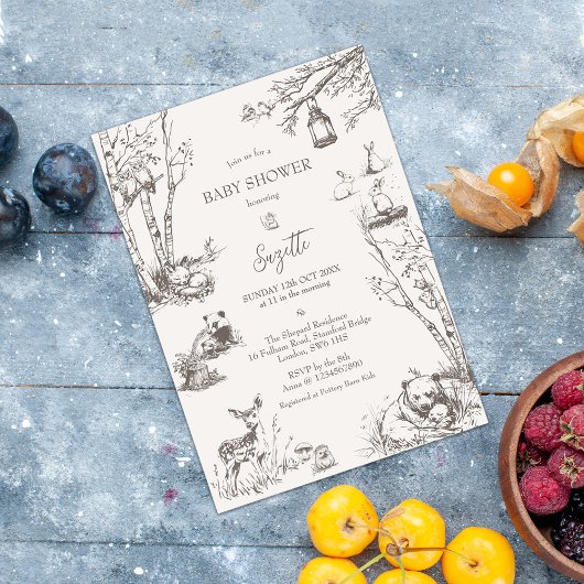Budget Woodland Animals Baby shower Briefkaart