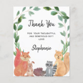 Budget Woodland Animals Baby shower Hartelijk dank (Voorkant)