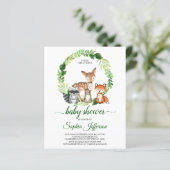 Budget Woodland Animals Baby shower Invitation (Staand voorkant)