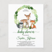 Budget Woodland Animals Baby shower Invitation (Voorkant)