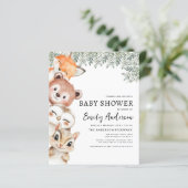 Budget Woodland Animals Baby shower Invitation (Staand voorkant)