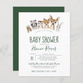 Budget Woodland Animals Baby shower Invitation (Voorkant / Achterkant)
