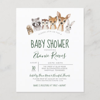 Budget Woodland Animals Baby shower Invitation