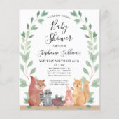 Budget Woodland Animals Baby shower Invitation (Voorkant)