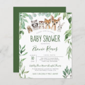 Budget Woodland Animals Baby shower Invitation (Voorkant / Achterkant)