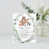 Budget Woodland Animals Baby shower Invitation (Staand voorkant)