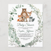 Budget Woodland Animals Baby shower Invitation (Voorkant)