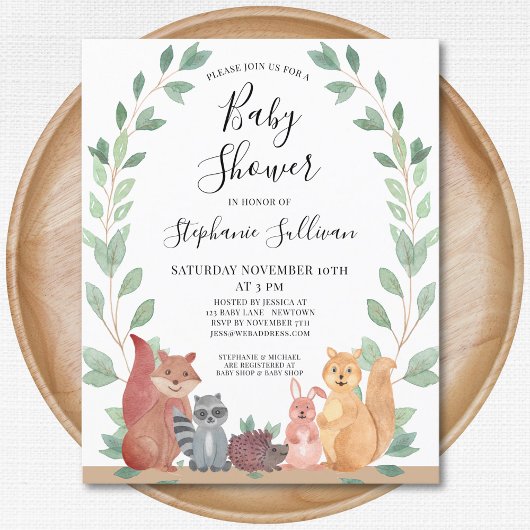Budget Woodland Animals Baby shower Invitation