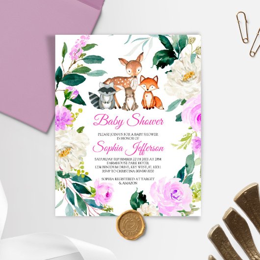 Budget Woodland Animals Baby shower Invitation