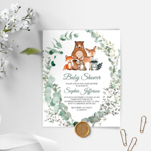 Budget Woodland Animals Baby shower Invitation