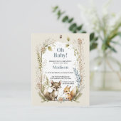 Budget Woodland Animals Boy Baby shower nodigt uit (Staand voorkant)