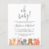 Budget Woodland Animals Couples Baby shower Invite (Voorkant)