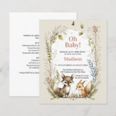 Budget Woodland Animals Girl Baby shower Invite (Voorkant / Achterkant)
