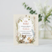 Budget Woodland Animals Girl Baby shower Invite (Staand voorkant)