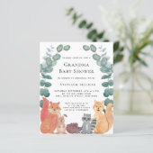 Budget Woodland Animals Grandma Baby shower Invite (Staand voorkant)