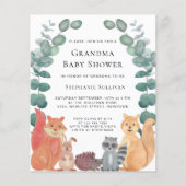 Budget Woodland Animals Grandma Baby shower Invite (Voorkant)