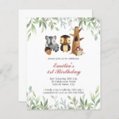 Budget Woodland Animals Greenery 1st Birthday (Voorkant / Achterkant)