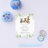 Budget Woodland Animals Greenery Baby shower Flyer (Enkel)