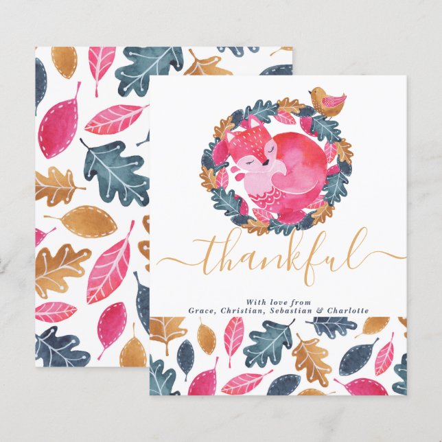 BUDGET Woodland Animals Thanksgiving Holiday Card (Voorkant / Achterkant)