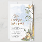 Budget Woodland Baby Q Backyard Baby shower Invite (Voorkant)
