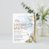 Budget Woodland Baby Q Backyard Baby shower Invite (Staand voorkant)