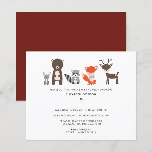 Budget Woodland Baby shower Forest Animals Cute (Voorkant / Achterkant)