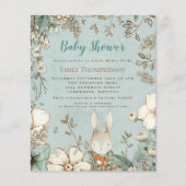 Budget Woodland Bunny Boy Baby shower Invite (Voorkant)