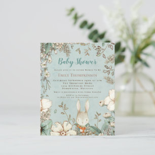 Budget Woodland Bunny Boy Baby shower Invite