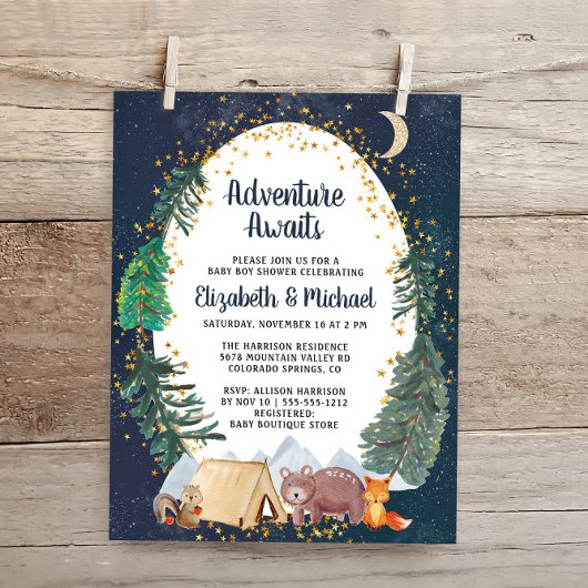 Budget Woodland Couples Baby shower Invitation