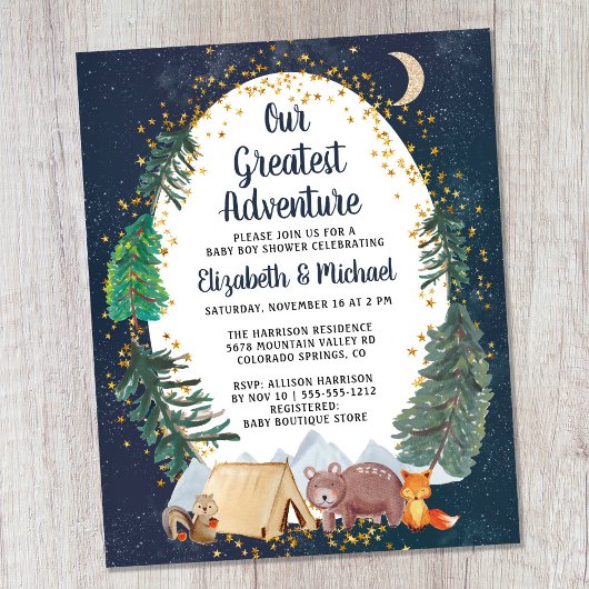 Budget Woodland Couples Baby shower Invitation