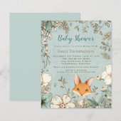 Budget Woodland Cute Fox Boy Baby shower Invite (Voorkant / Achterkant)
