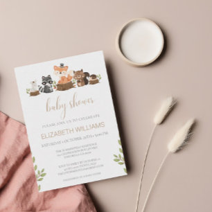 Budget Woodland Dieren Genderneutraal Baby shower Kaart