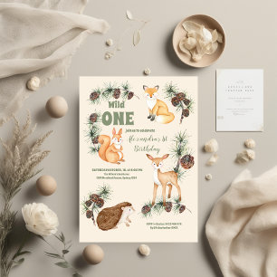 Budget Woodland Dieren Wild Een 1e Verjaardag Flyer