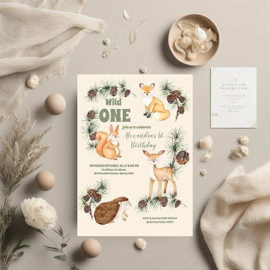 Budget Woodland Dieren Wild Een 1e Verjaardag Flyer