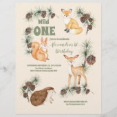 Budget Woodland Dieren Wild Een 1e Verjaardag Flyer (Voorkant)