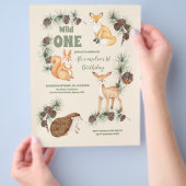 Budget Woodland Dieren Wild Een 1e Verjaardag Flyer (Hand)