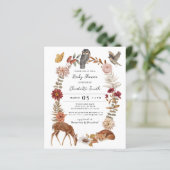 Budget Woodland Forest Animals Baby shower Invite (Staand voorkant)