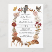 Budget Woodland Forest Animals Baby shower Invite (Voorkant)